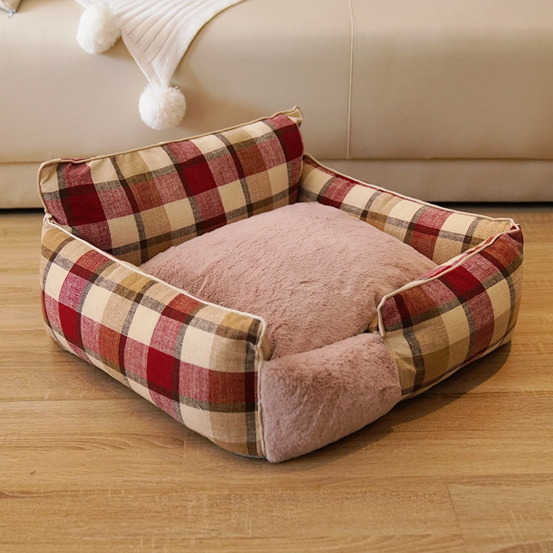 Lit pour animaux de compagnie lavable en toute saison Retro Plaid