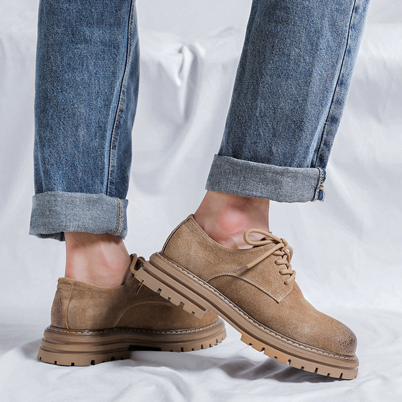Youngful Round-toe Hommes style britannique Pigskin occasionnel Mid-heel Large-toe Work Shoes