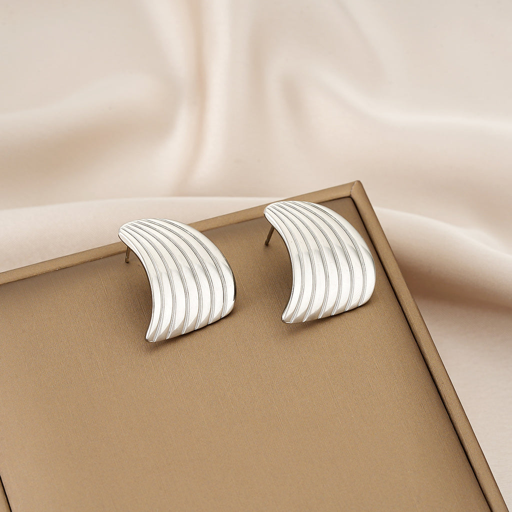 Style Ins européen et américain Fashionable simple rayé Fan-Shaped Titanium acier oreille