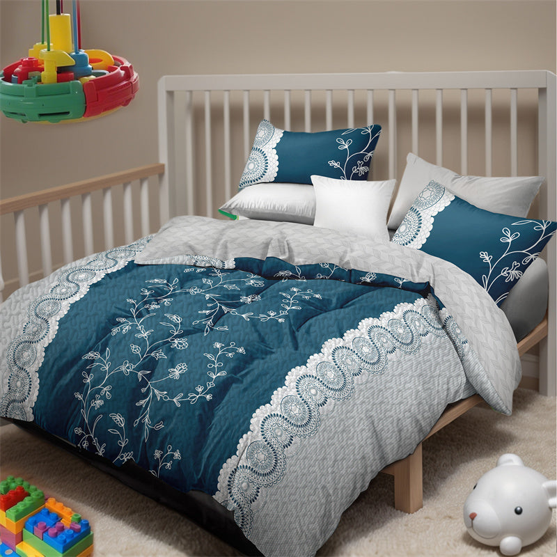 Set de courtepointe à 3 pièces de fleur de sarcelle avec 2 shams d'oreiller assortis