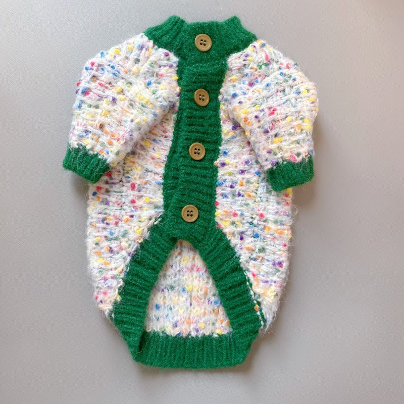 Chandail de cardigan de chien couleur-bloc