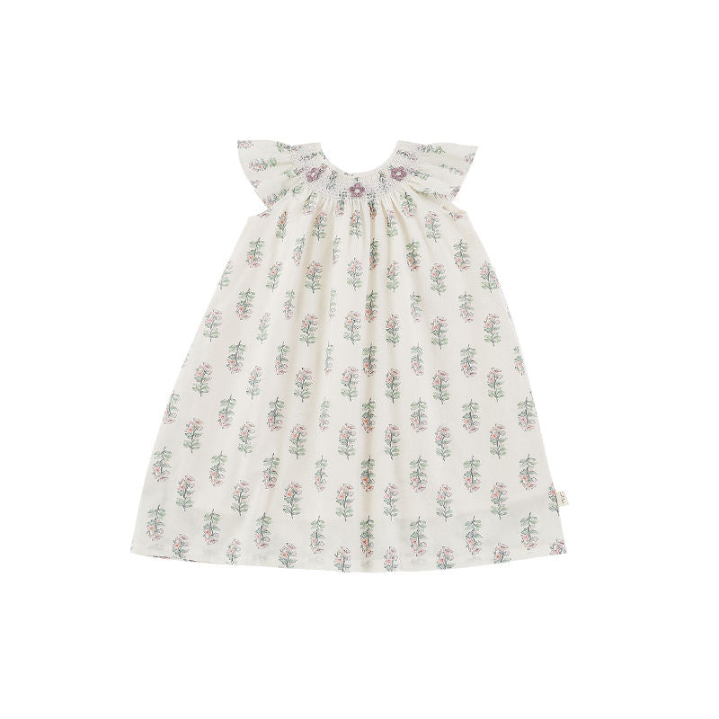 Robe brodée florale sans manches pour filles