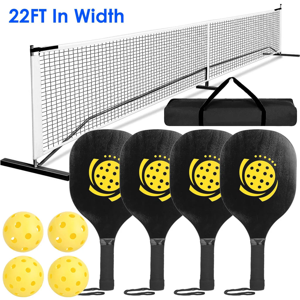 Set de filet de pickleball portable de taille de règlement 22ft Système de filet de pickle avec 4 pickleb