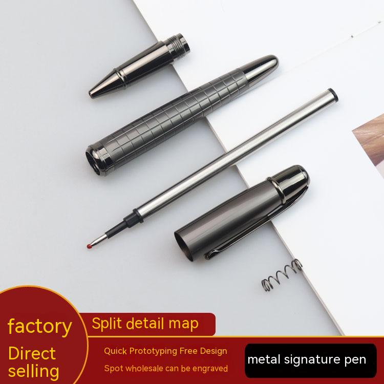 Stylo à rouleaux métalliques d'affaires Stylo à rouleaux gris bureau à base d'eau