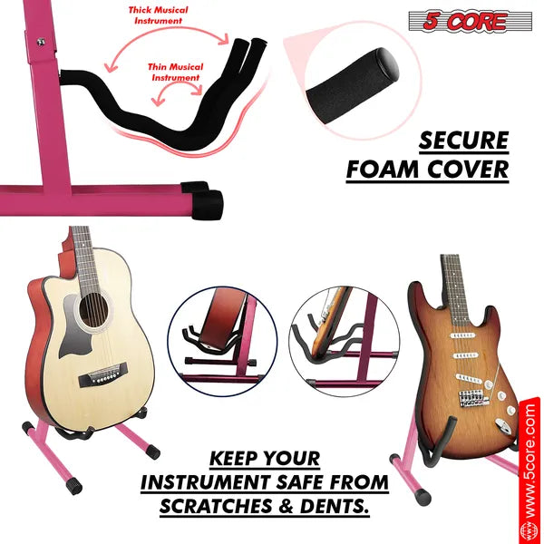 5 Core Guitar Stand Une forme Mousse bras en caoutchouc Pad pour basse électrique acoustique