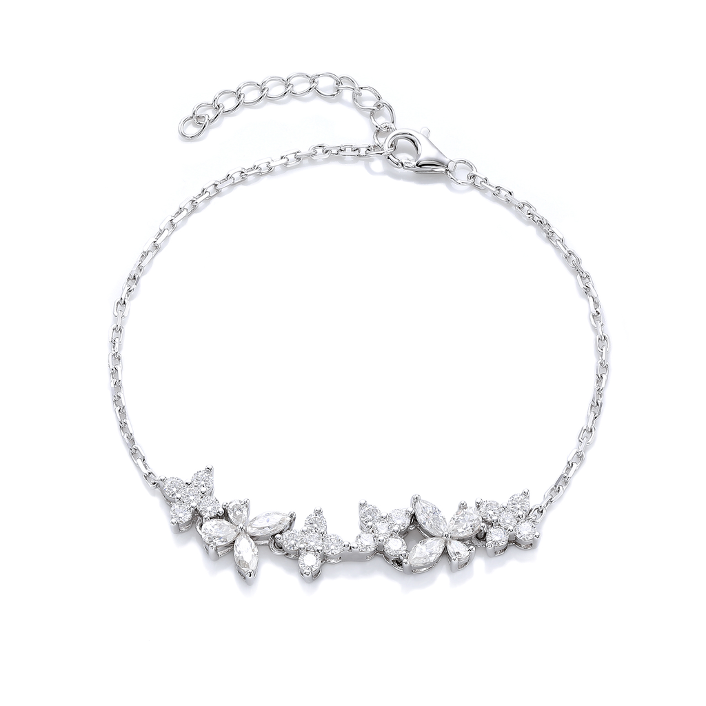 S925 Argent Sterling Lab-Grown Gemme Bracelet papillon 16cm Bleu P Encre Moissanite Plat
