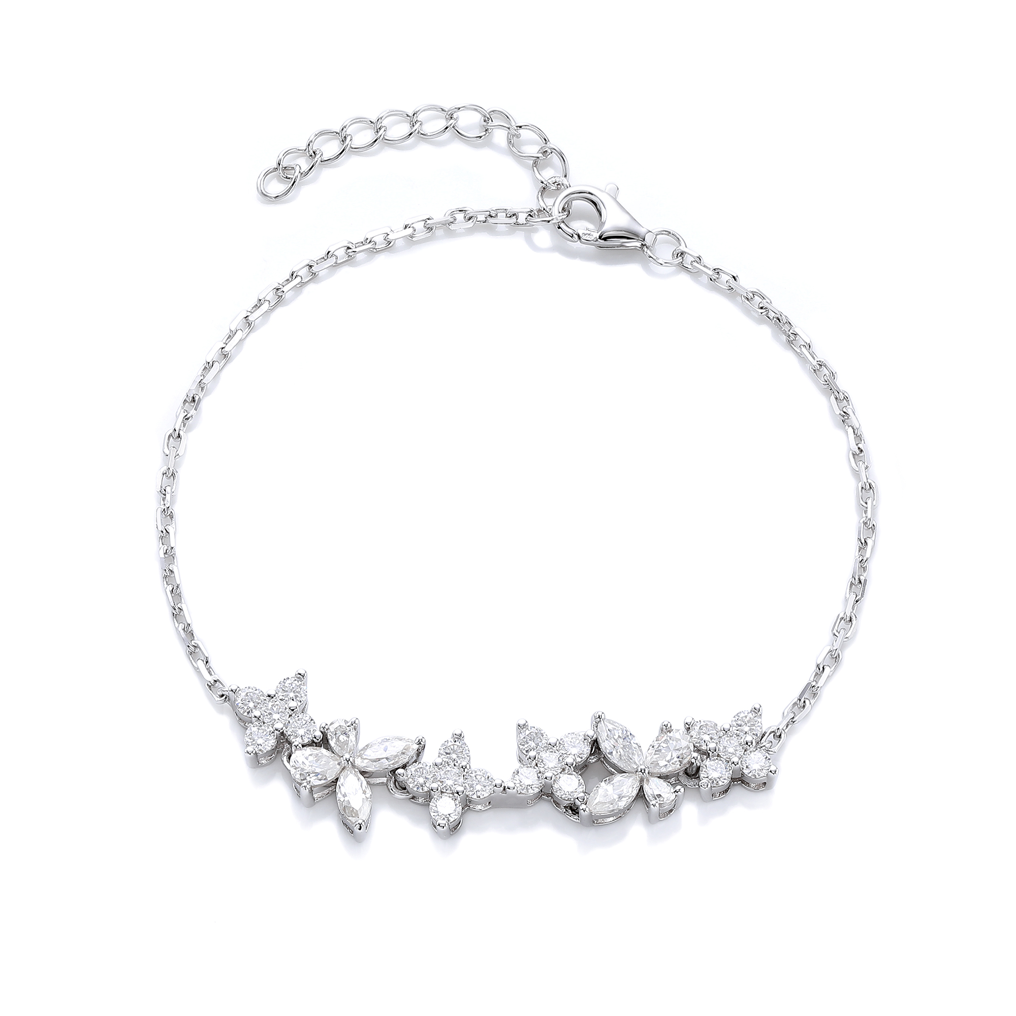 S925 Argent Sterling Lab-Grown Gemme Bracelet papillon 16cm Bleu P Encre Moissanite Plat