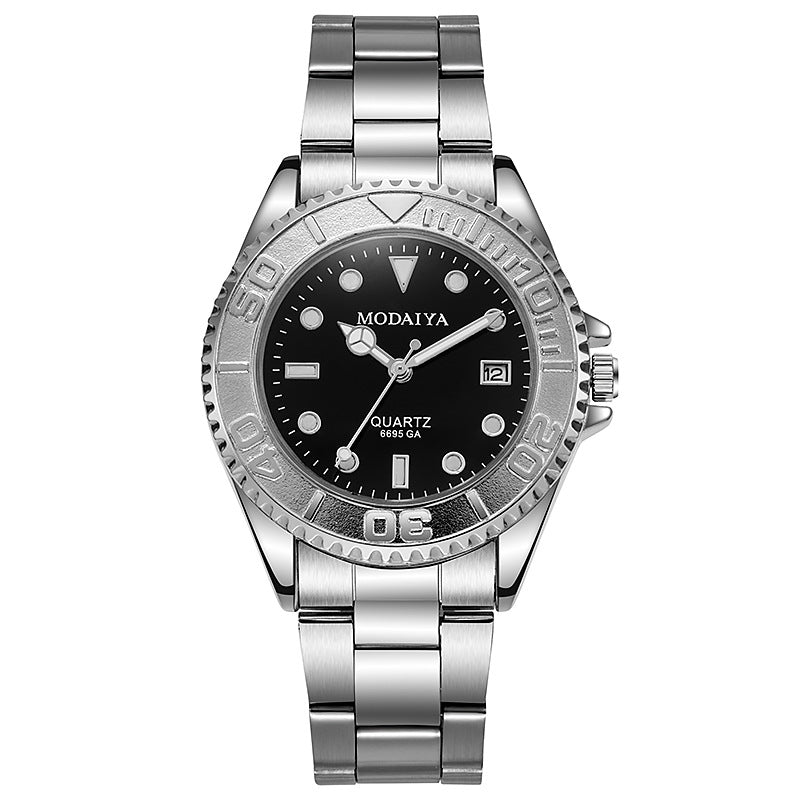 Montre calendrier bracelet en acier silicone pour hommes