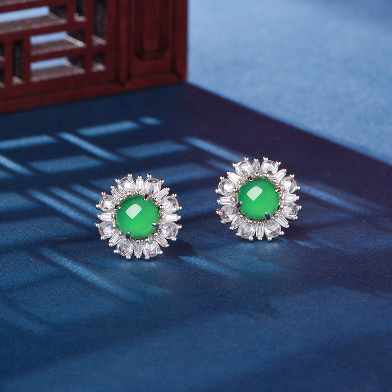 S925 Boucles d'oreilles Sterling Silver Flower Stud