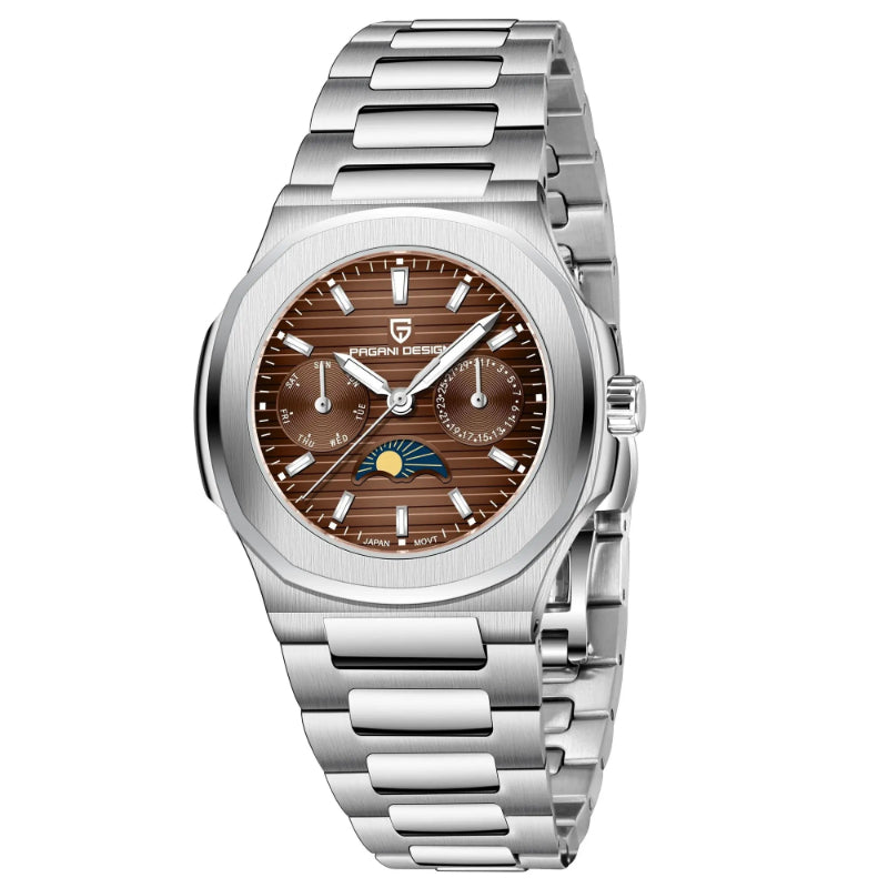 Multi-fonctionnel résistant à l'eau Luminous Sporty Moon Phase Watch avec un chronographe