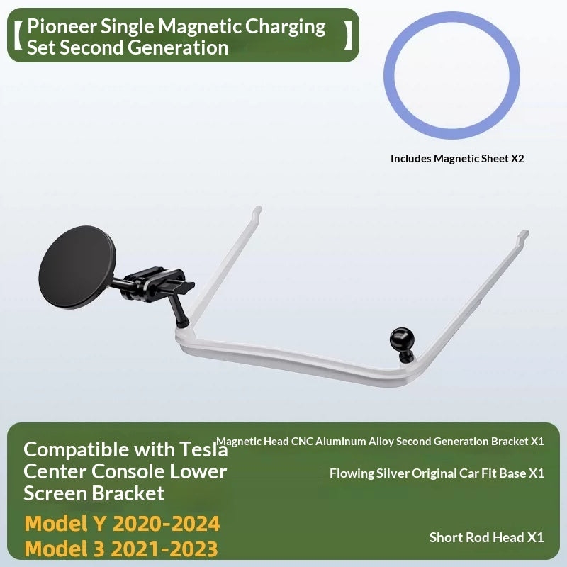 Support de téléphone central avec charge rapide sans fil magnétique et stable