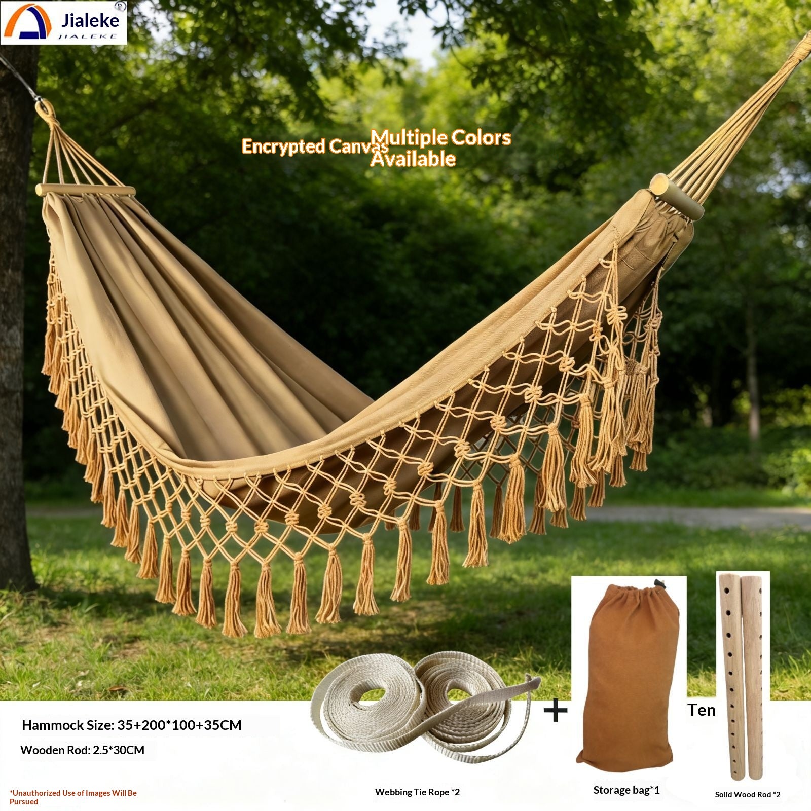 Hamac de camping avec toile imperméable et antidérapants pour usage domestique