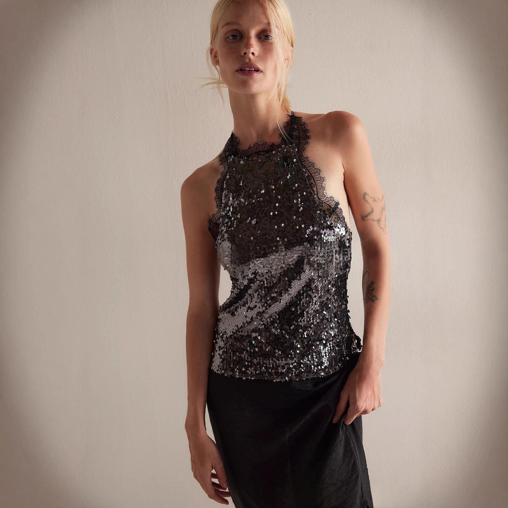 Women's Camisole Top with Design and Open Back