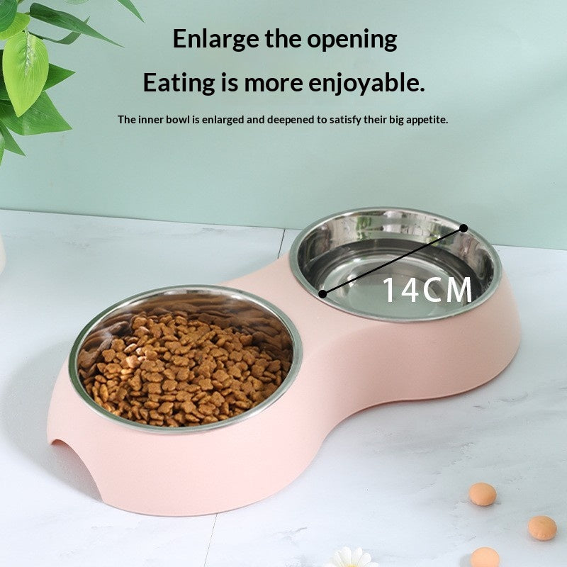 Animal en acier inoxydable Double bol d'alimentation de chien dans les couleurs de Macaron