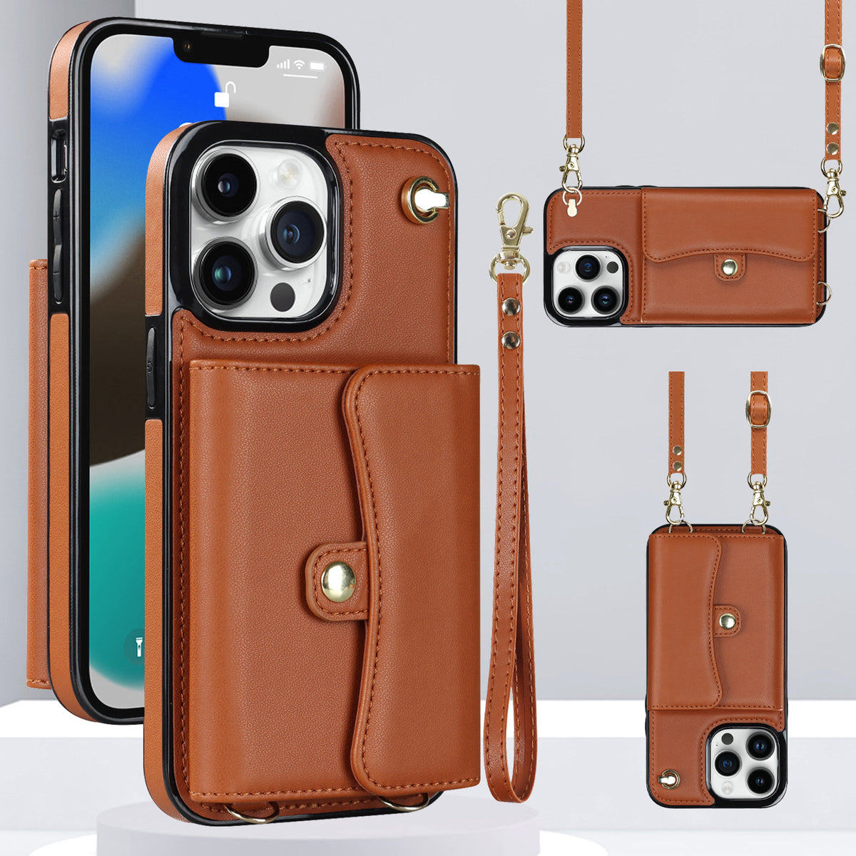 S23Ultra Carte Orgue Boîtier en cuir A13 Crossbody Phone Case