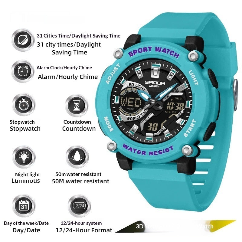 Élèves Dual-display Luminous Chronograph Watch for Hiking