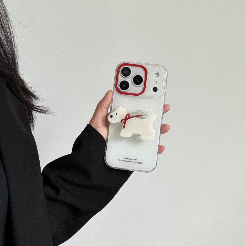 Boîtier de téléphone à anneaux rouges avec support Dachshund