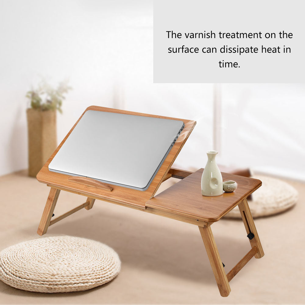 Portable pliable en bois Bamboo Table pour ordinateur portable Canapé-lit Bureau Support pour ordinateur portable réglable 62*34