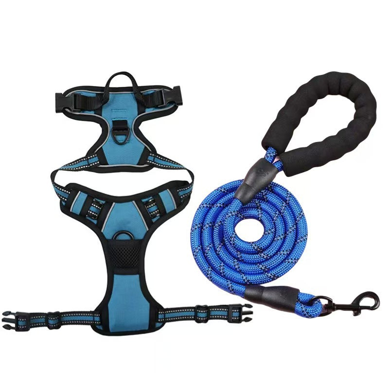 Harnais et jeu de laisses pour chien tout-en-un multicouches - Corde de marche en nylon durable pour Smal