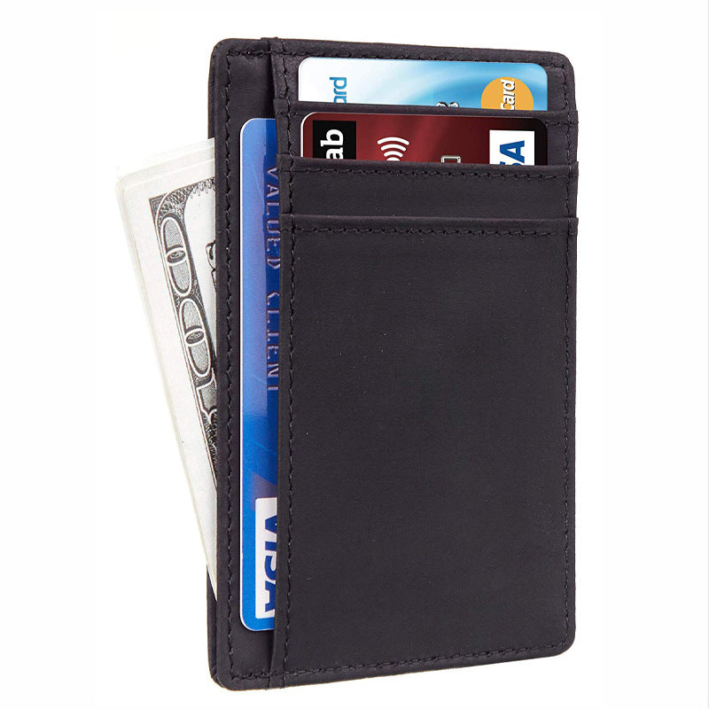 Porte-cartes antivol en cuir véritable pour hommes