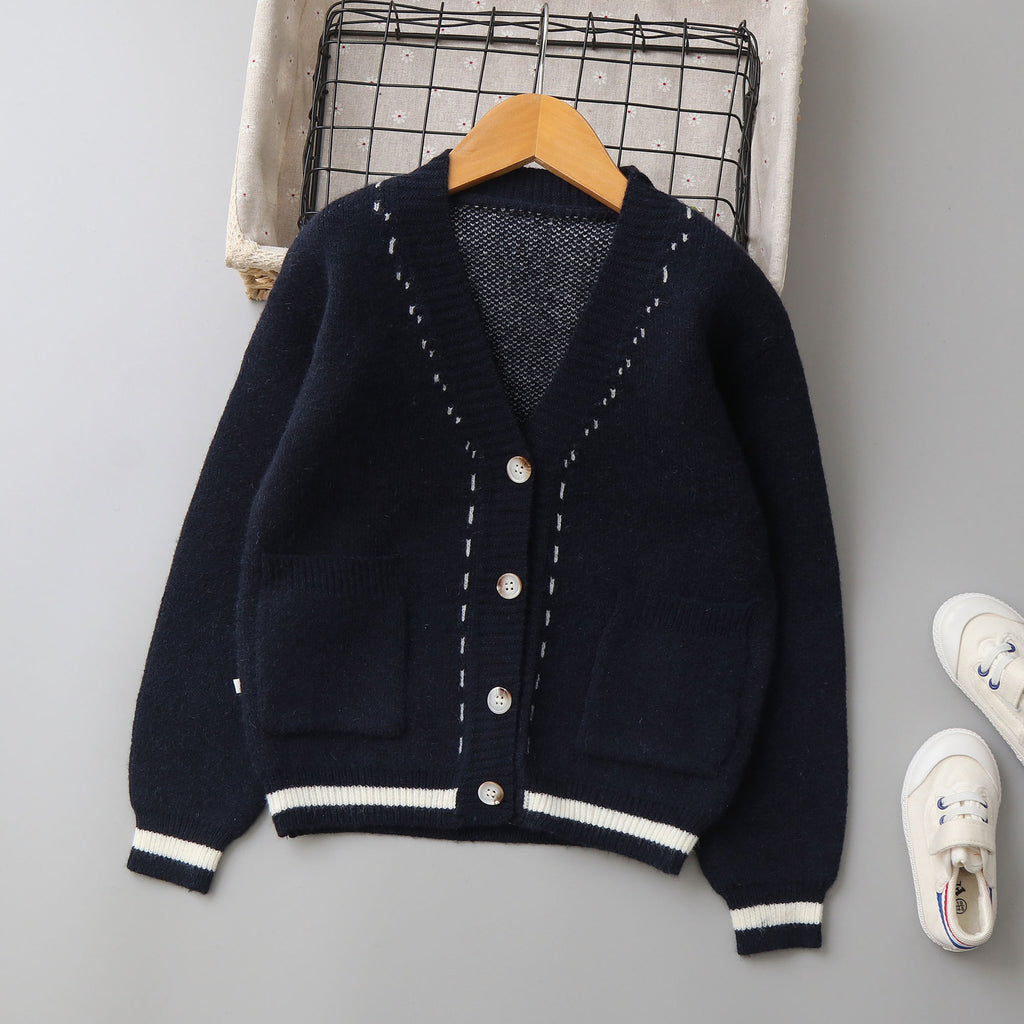 Chandail Jacquard rayé Cardigan pour garçons