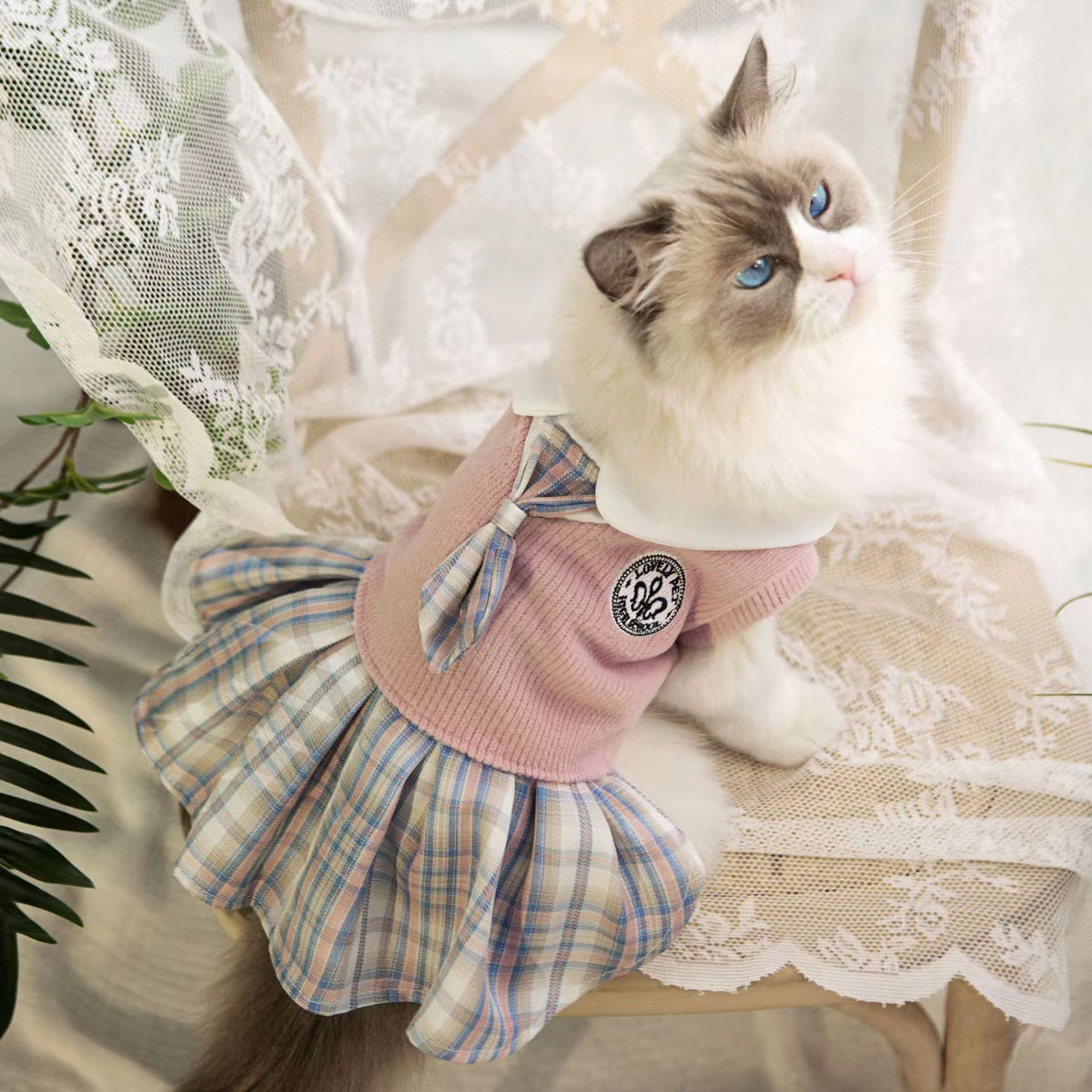 Vêtements de chat pour chiens de compagnie Jupe de tartan