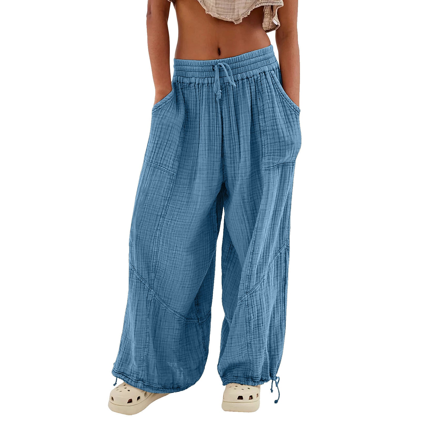 Pantalon de jambes large couleur pour femme