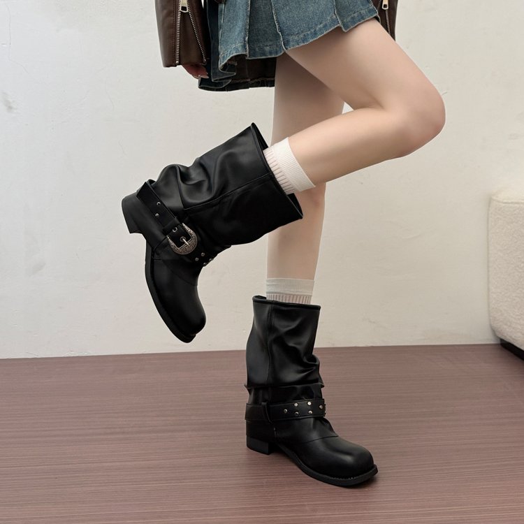 Bottes de cow-boy de l'Ouest en cuir véritable pour femmes