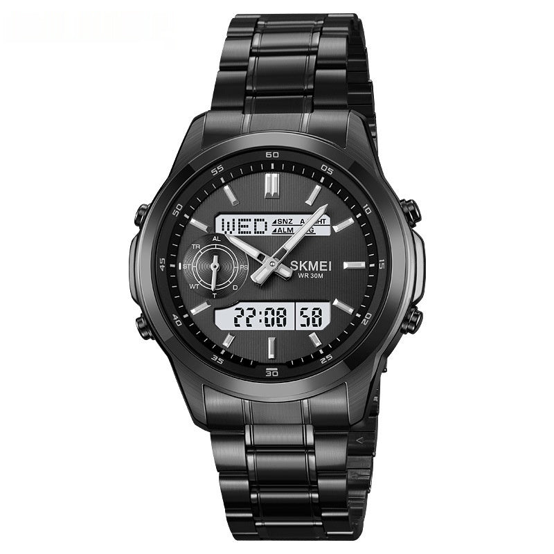 Montre en acier multifonctionnelle lumineuse pour hommes