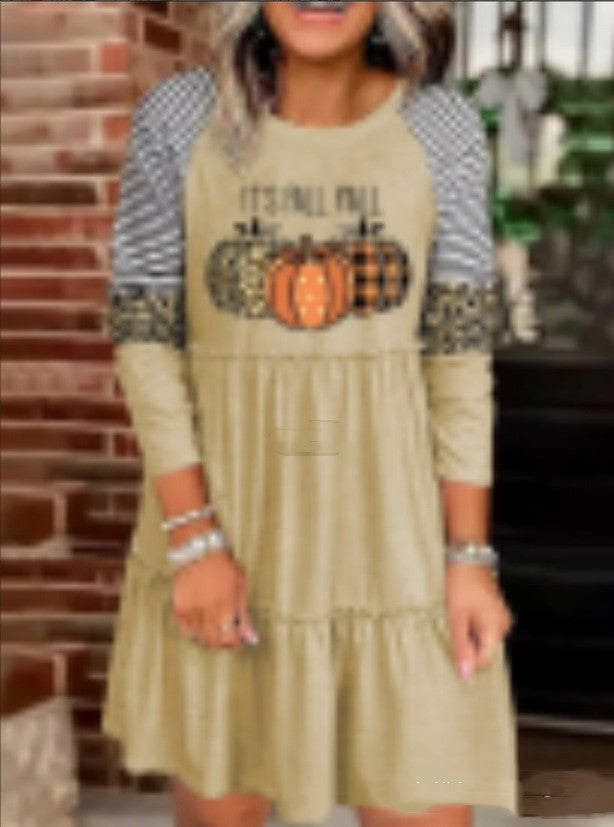 Robe de citrouille rayée princesse multicolore pour femmes