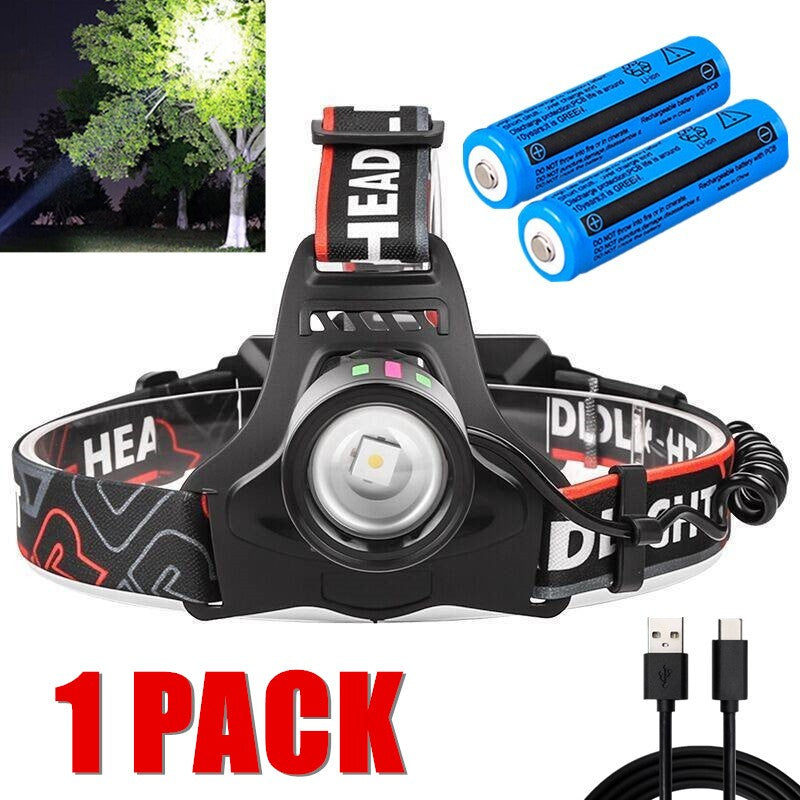 9900000LM Lampe de phare LED rechargeable phare de camping lampe de phare