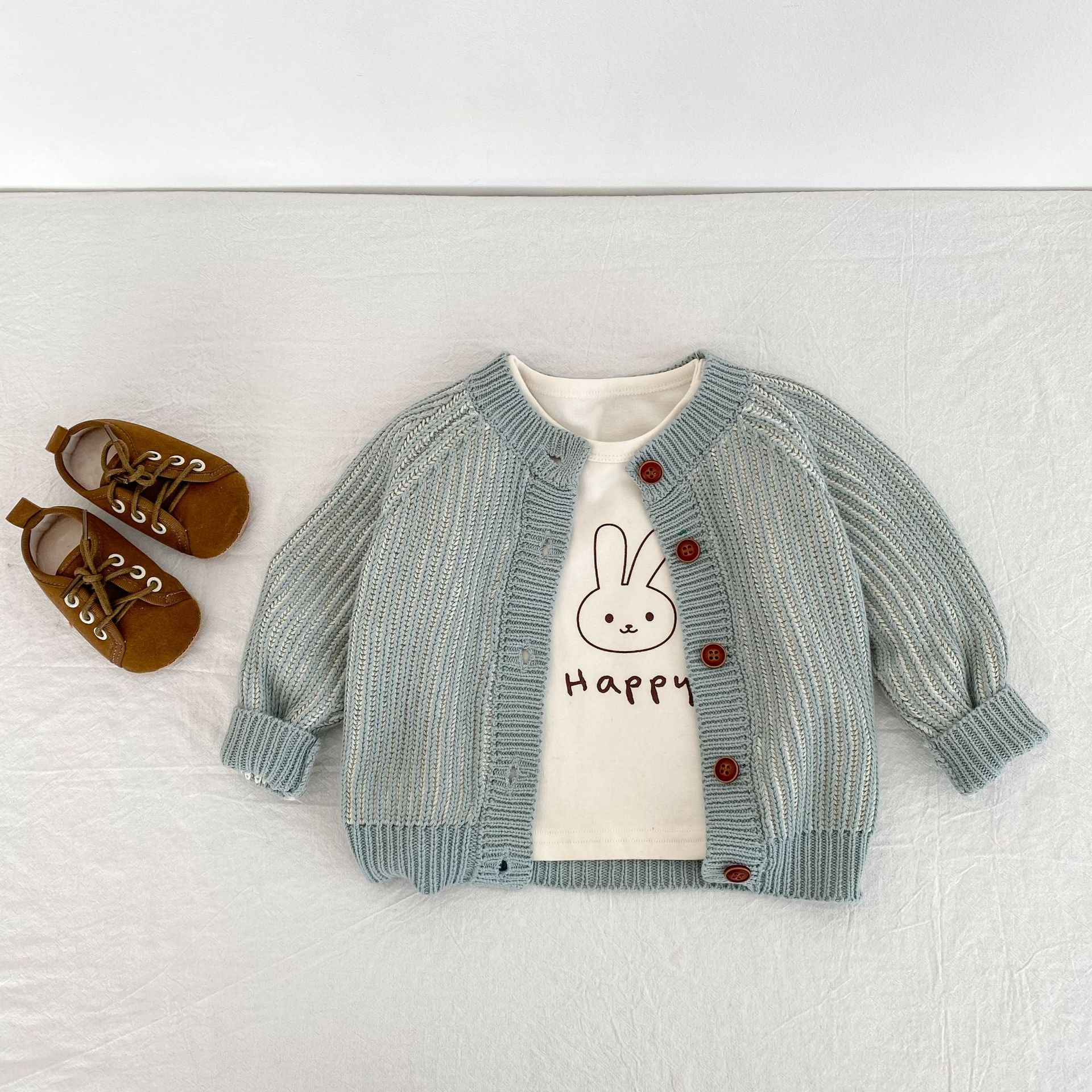Manteau à mailles rondes bicolores pour nourrissons