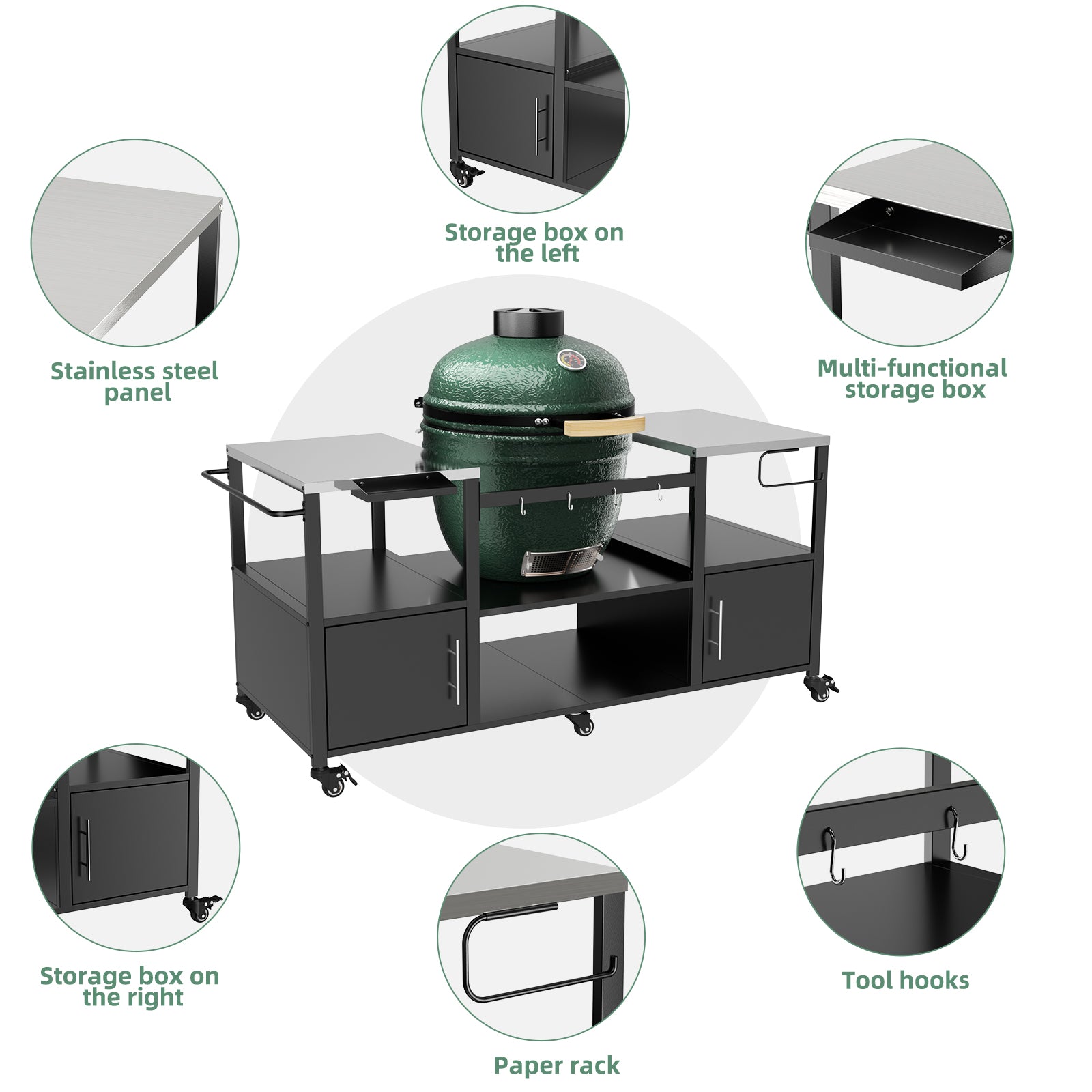 Table de grill extérieur pour Big Green Egg Style BBQ