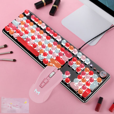 Macaron Clavier mécanique filé et jeu de souris de l'axe vert