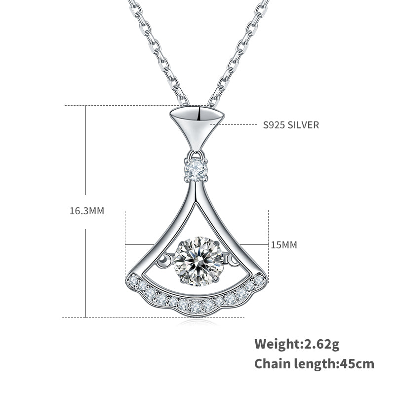S925 Argent Sterling 0.5ct D Couleur VVS1 Collier pendentif d'éventail de Moissanite 45cm Plat platine