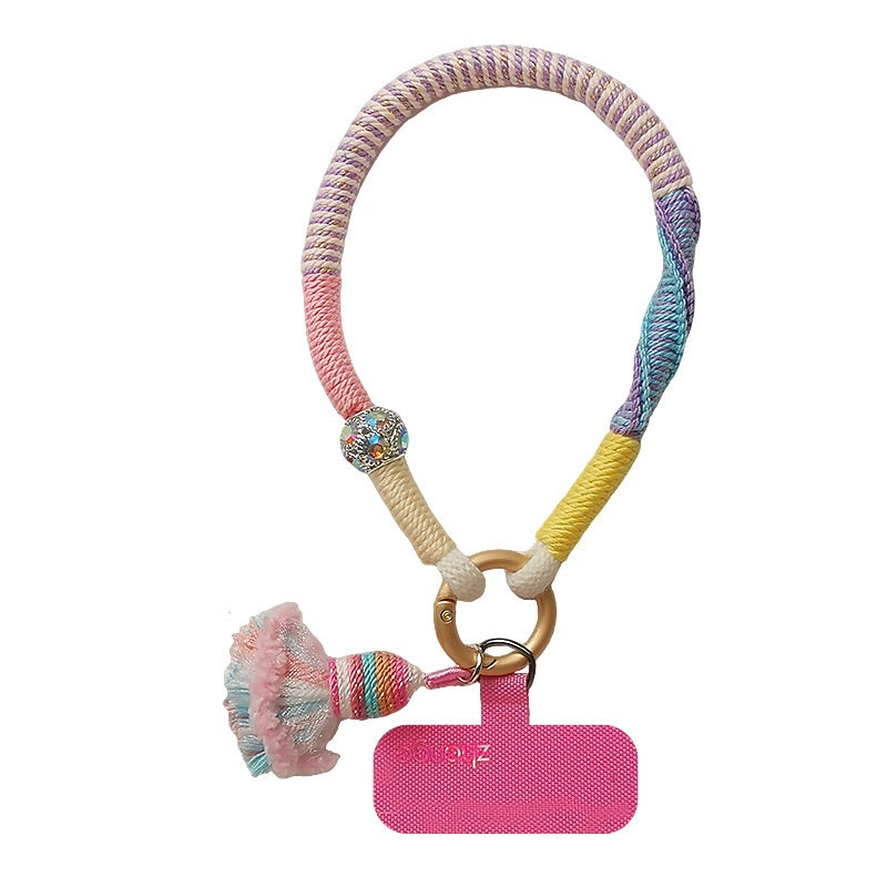 Pendentif en tassel de couleur contrastante tissé à la main Lanyard de téléphone robuste et durable