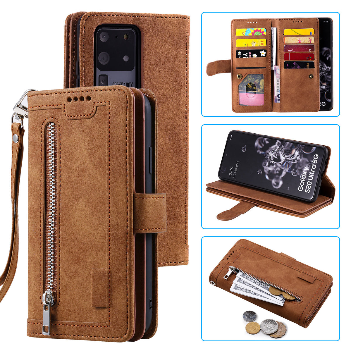Téléphone portable Zipper Neuf carte en cuir Case