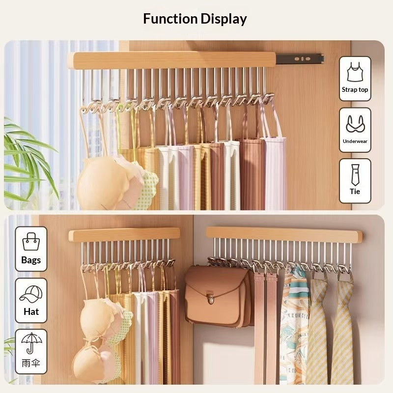 Porte-manteaux en bois massif extensible sans punch avec 8 ou 12 crochetsvotre solution de rangement pour économiser de l'espace