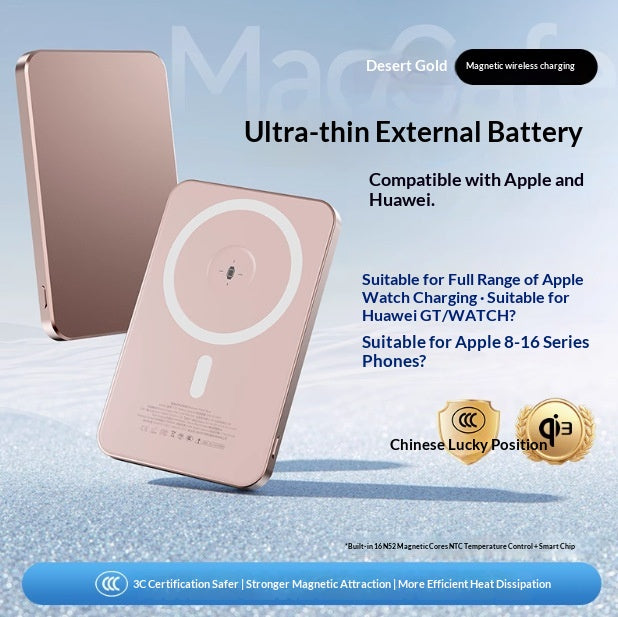Batterie externe Charge magnétique Banque de puissance ultra mince Compact portable et haute capacité