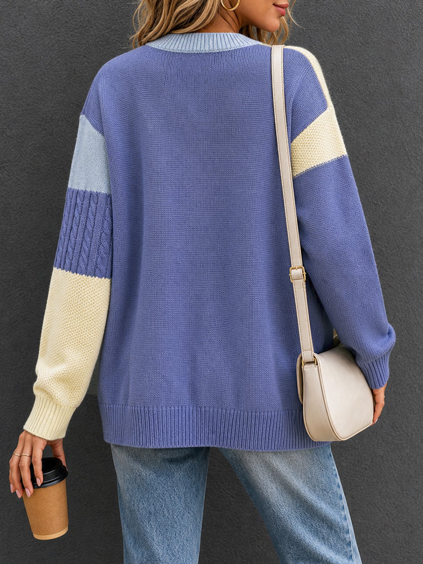 Preppy Style Couleur bloc tricot Cardigan