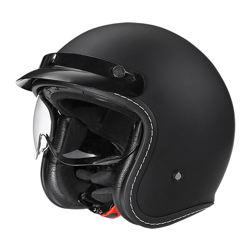 Casque de moto vintage avec visière intégrée rétractable