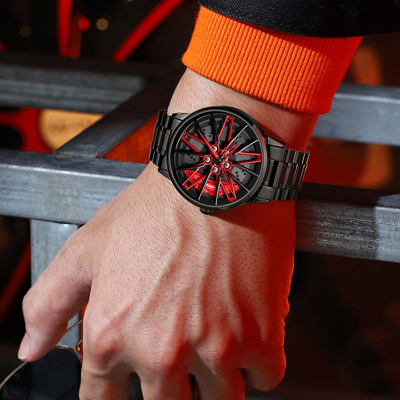 Montre Quartz Homme forgée de voiture Kini Hollow à trois dimensions