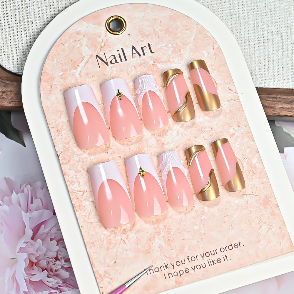 Conseils pour ongles artificiels en plaqué or floral en 24-pièces