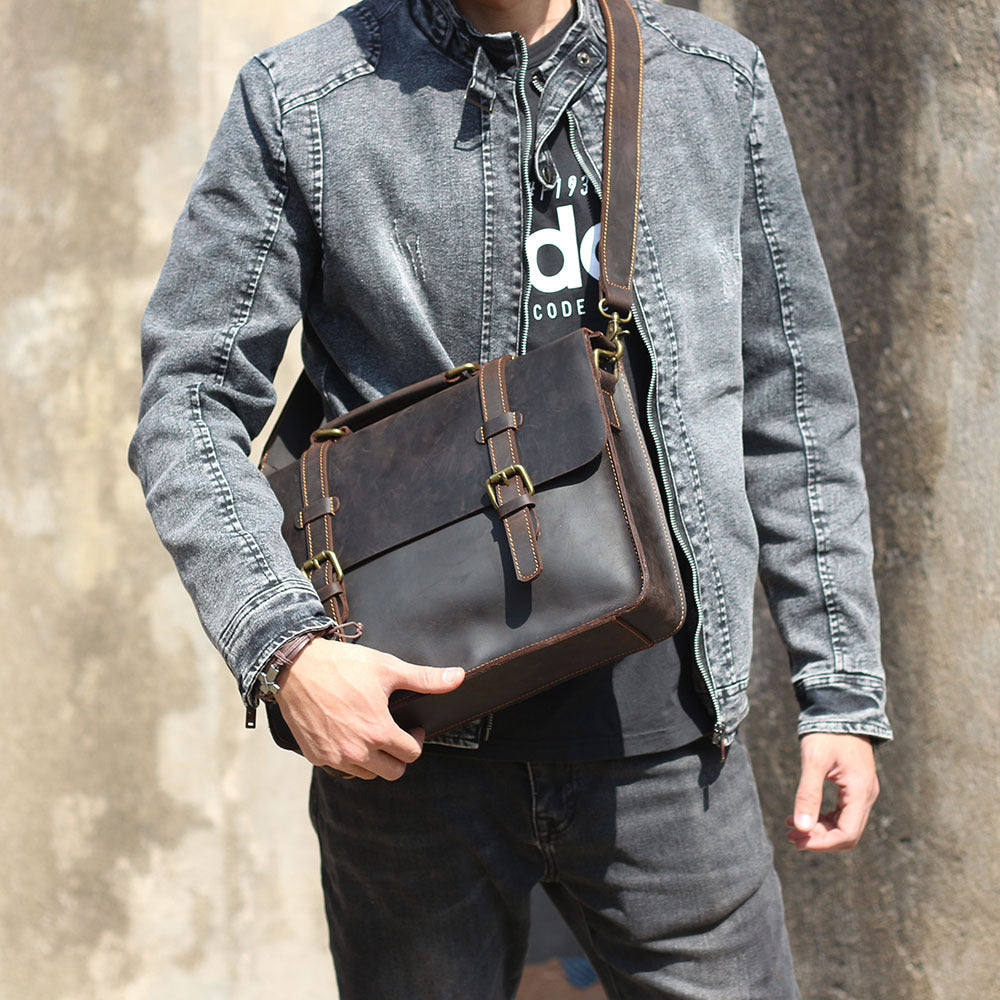 Sac à dos en cuir simple de première couche Sac à dos en cuir pour hommes et femmes