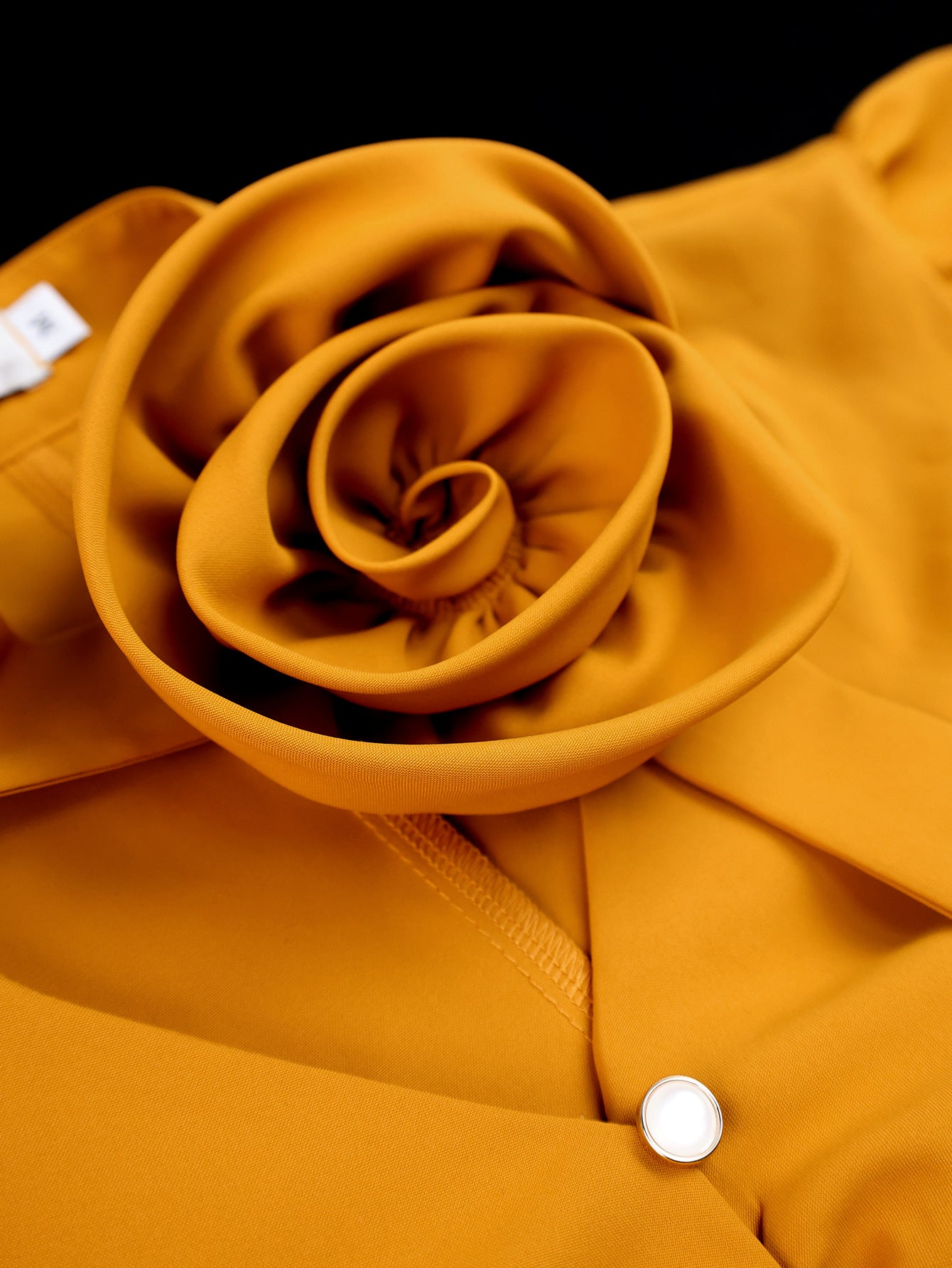 Fashionable Bubble-sleeve Waist-defined Ginger-jaune Deux pièces Top Set