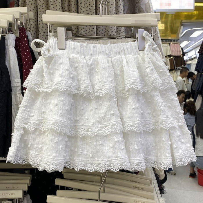 Cake-style puffy en dentelle courte taille haute