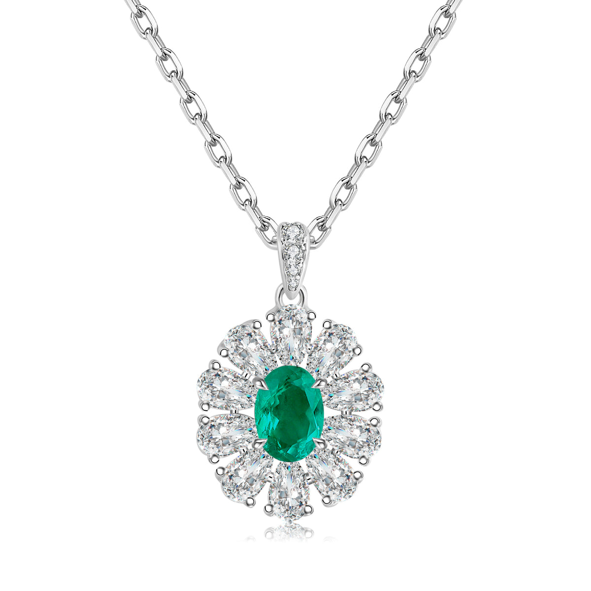 S925 Argent 4.0g Collier de pierre gemme créé en laboratoire