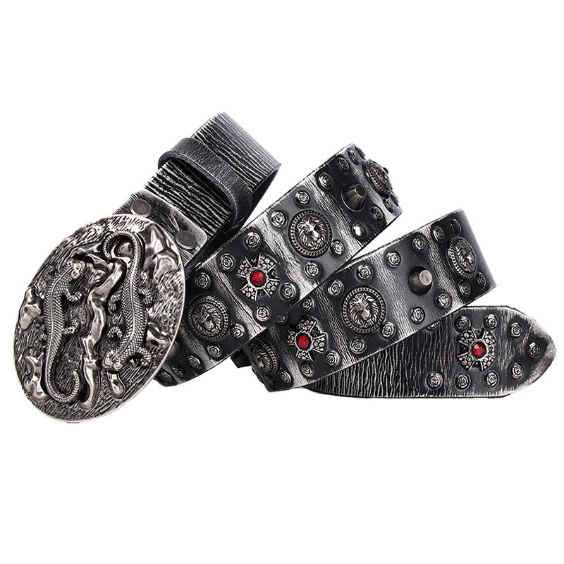 Personnalité Punk Rivet Ceinture en Cuir Homme Performance