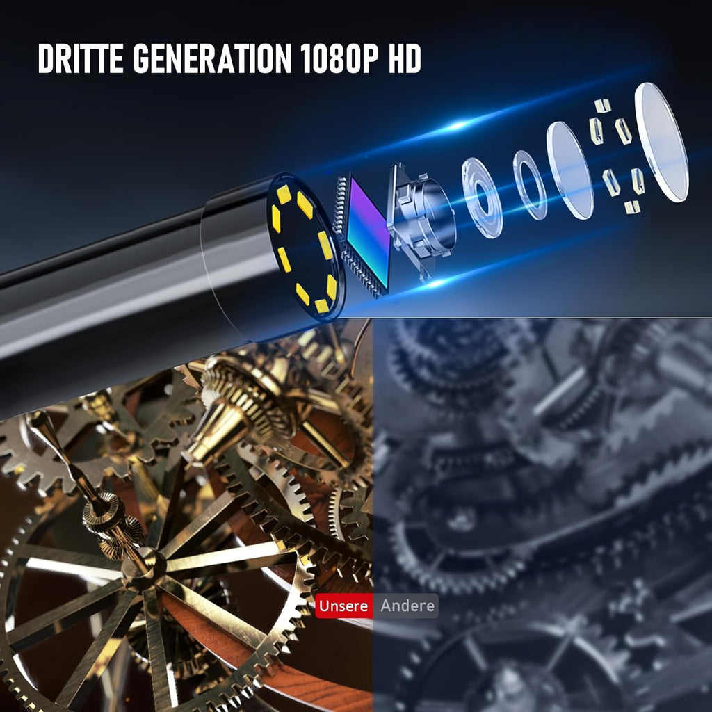 Caméra d'endoscope étanche HD double-Lens avec lumières intégrées