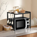Black monocouche double bar avec 6 crochets et rack de rangement de cuisine extensible